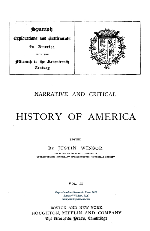 Narrative and Critical History of America, Vol. 2 of 8 Vols.